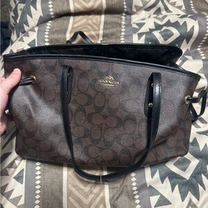 Coach Signature Brown and Black Tote